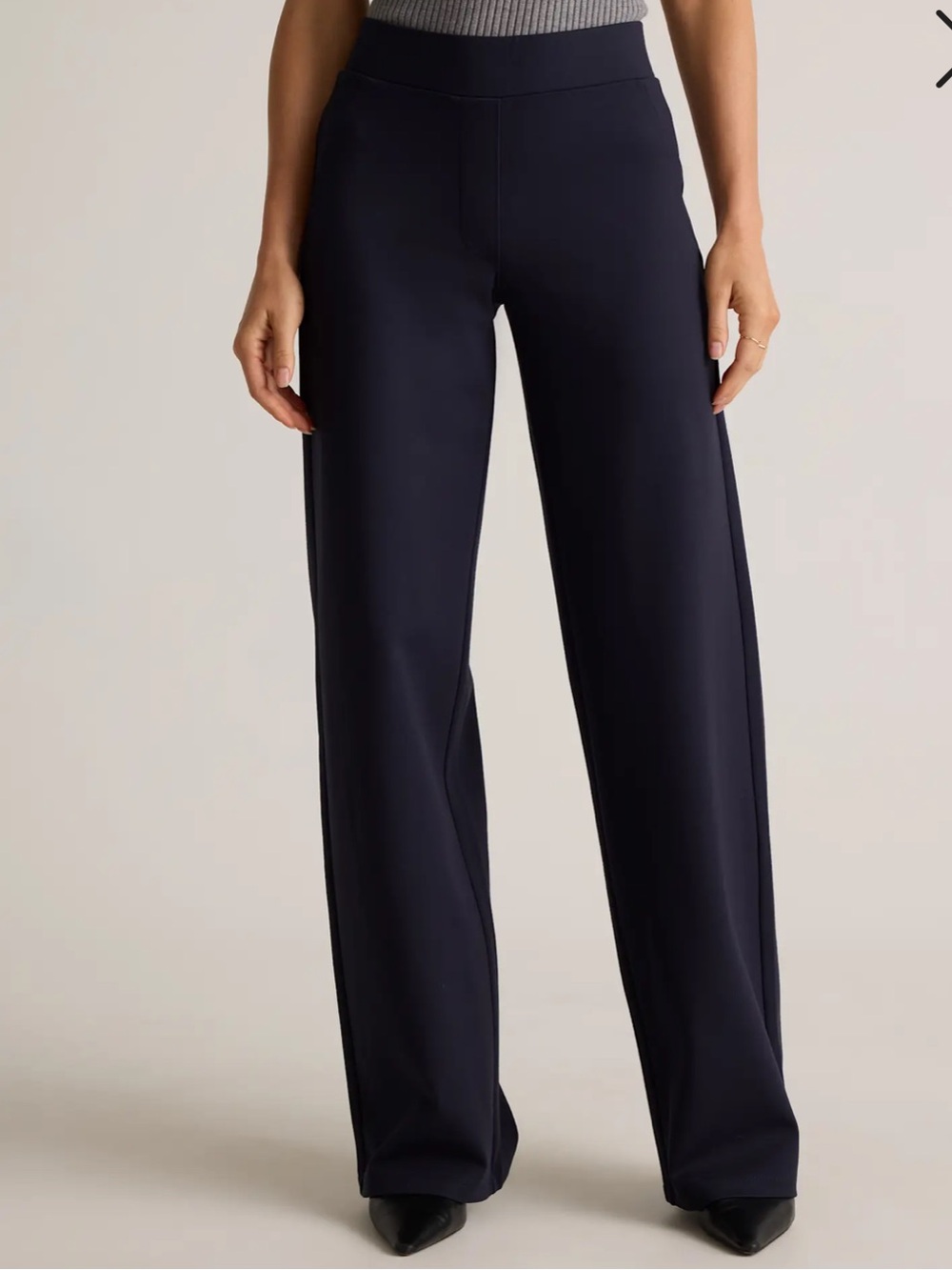Quince Women's Wide-Leg Ponte Pants in Navy